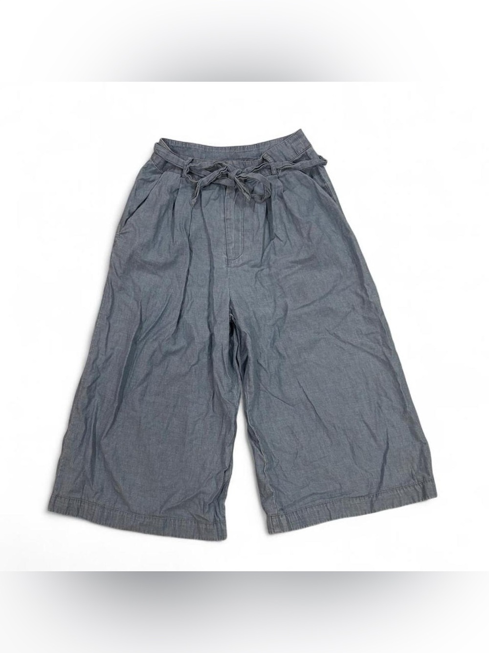 Lovers + Friends blue chambray palazzo culotte pants with tie waist